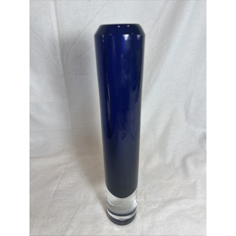 Modernist Sommerso Finnish Art Glass Vase Kaj Franck? Cobalt Rounded Opening 11"